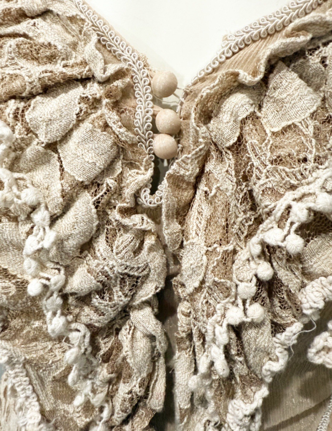 Scully S Silk Blend Boho Lace Tunic Top Beige Romantic Western Ruffle