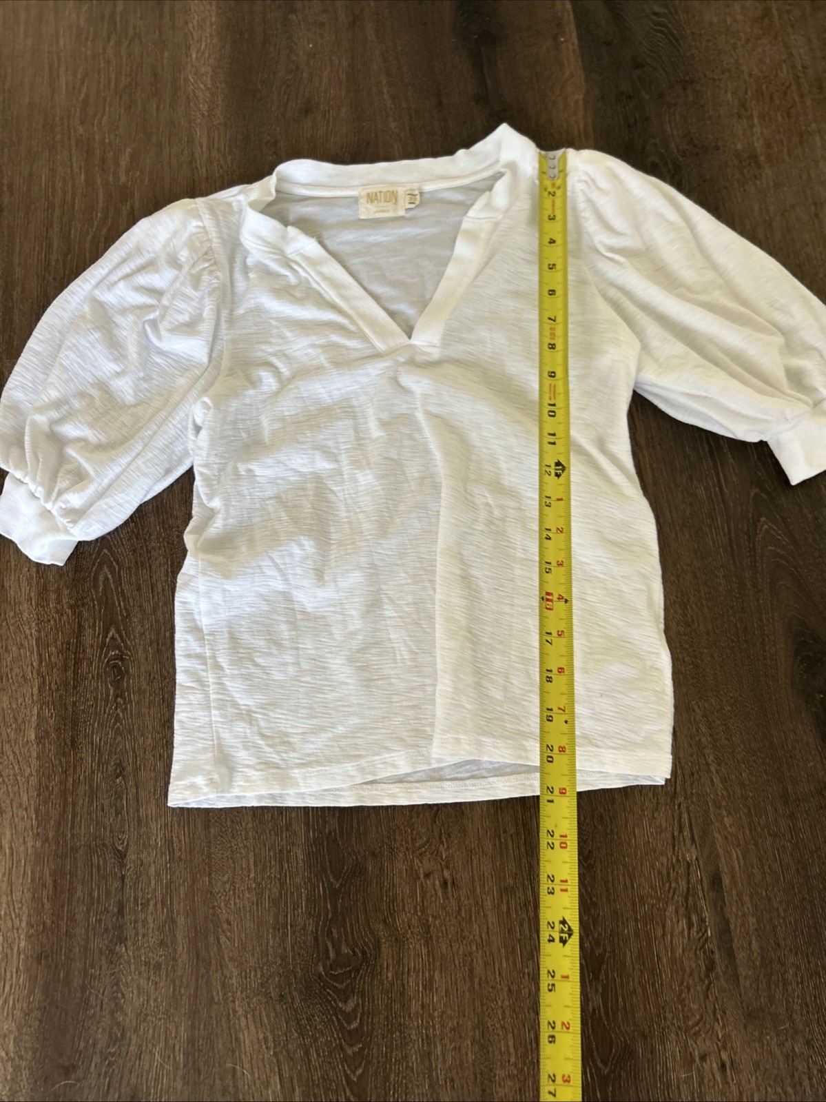 Nation Los Angeles Puffy Sleeve Top White Preppy Size XS MINT Classic