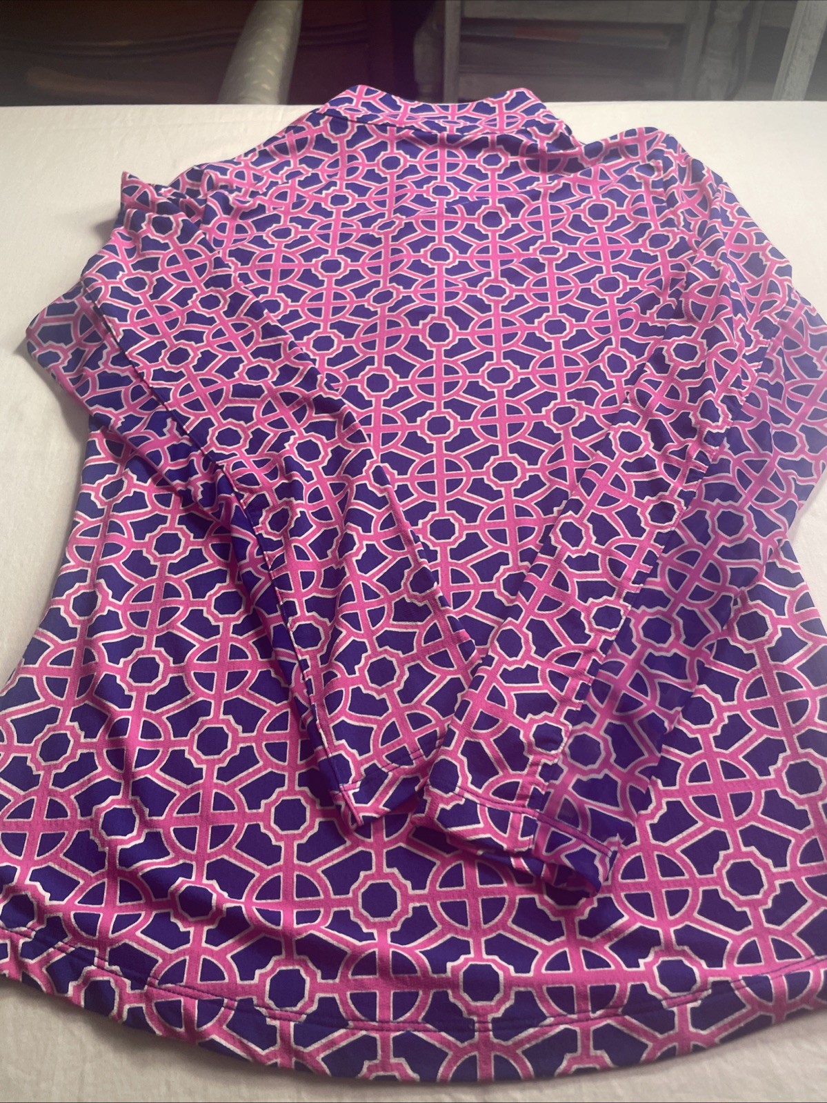 Palm Beach Gardens Lifestyle Women’s Quarter Zip Pullover Geometric Pattern Size