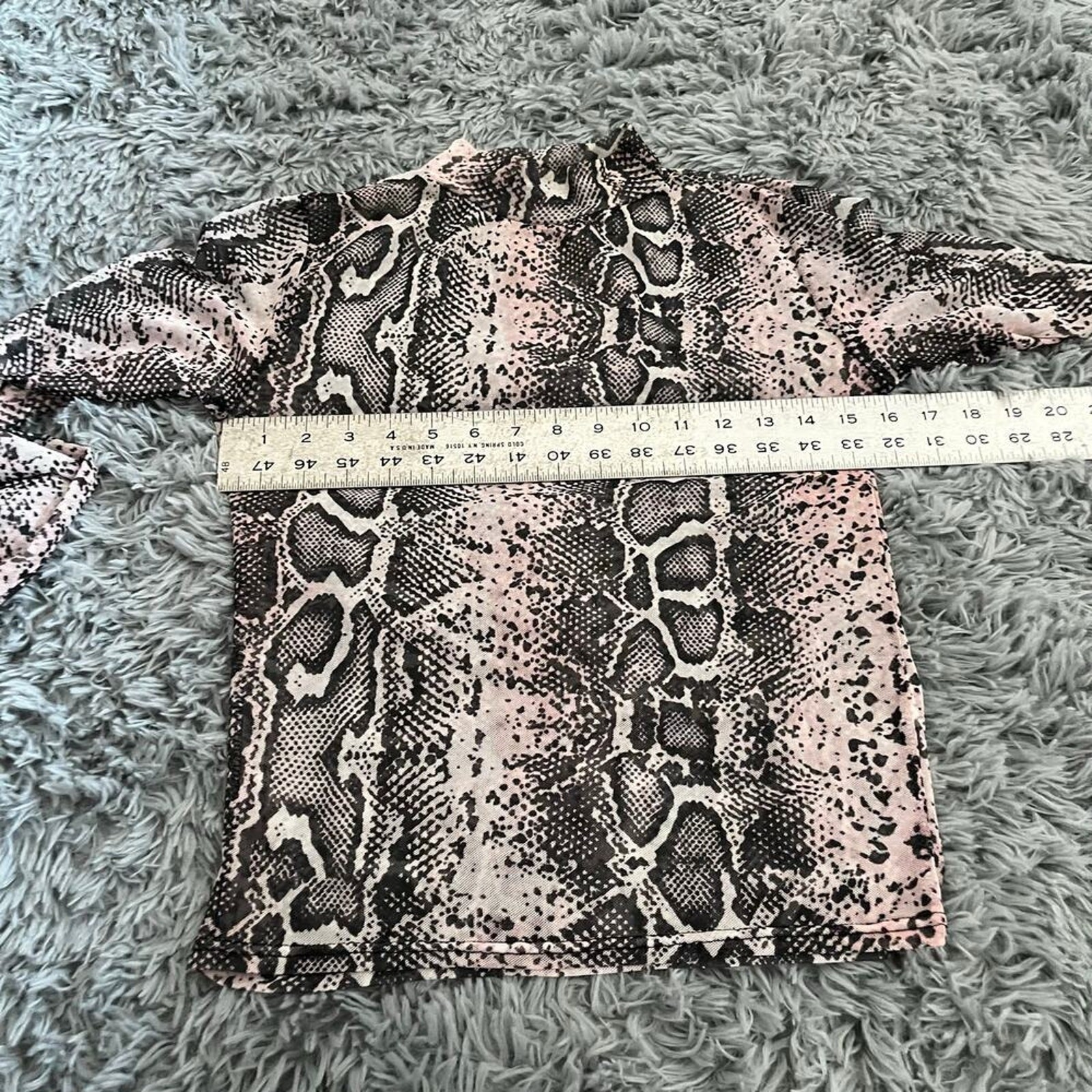 Missguided Pink Black Snake Print Animal Mesh Long Sleeve Top Bodycon
