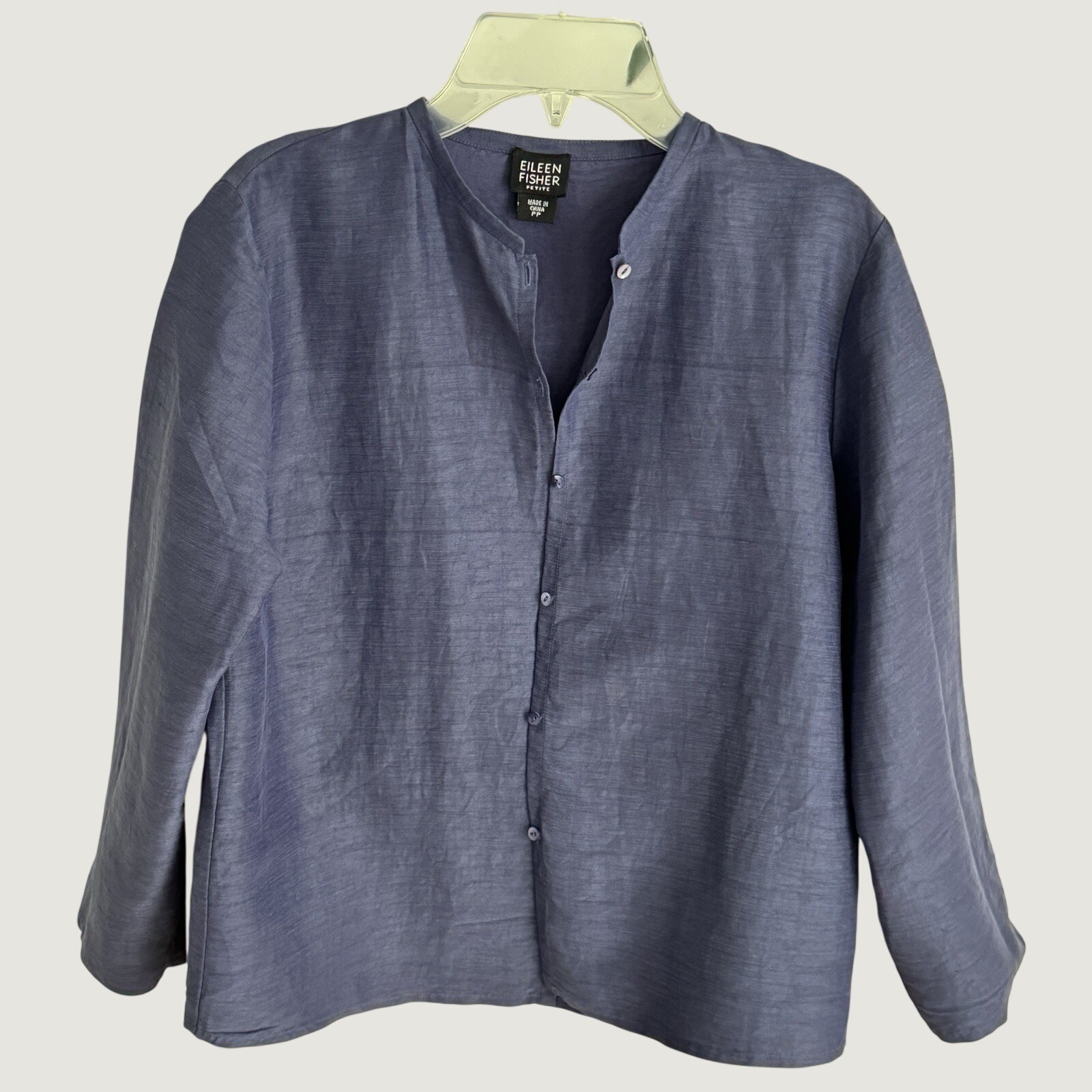 Eileen Fisher Blue Linen Silk Blouse P2/P4 Kimono Jacket Lagenloook Coastal Boho