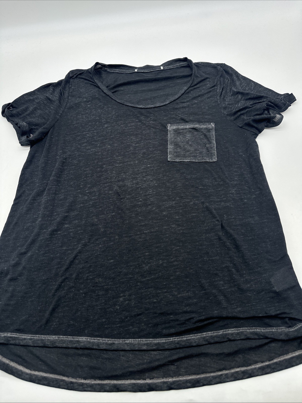 Unbranded T-Shirt Women Large Black Solid Round Neck..#27082