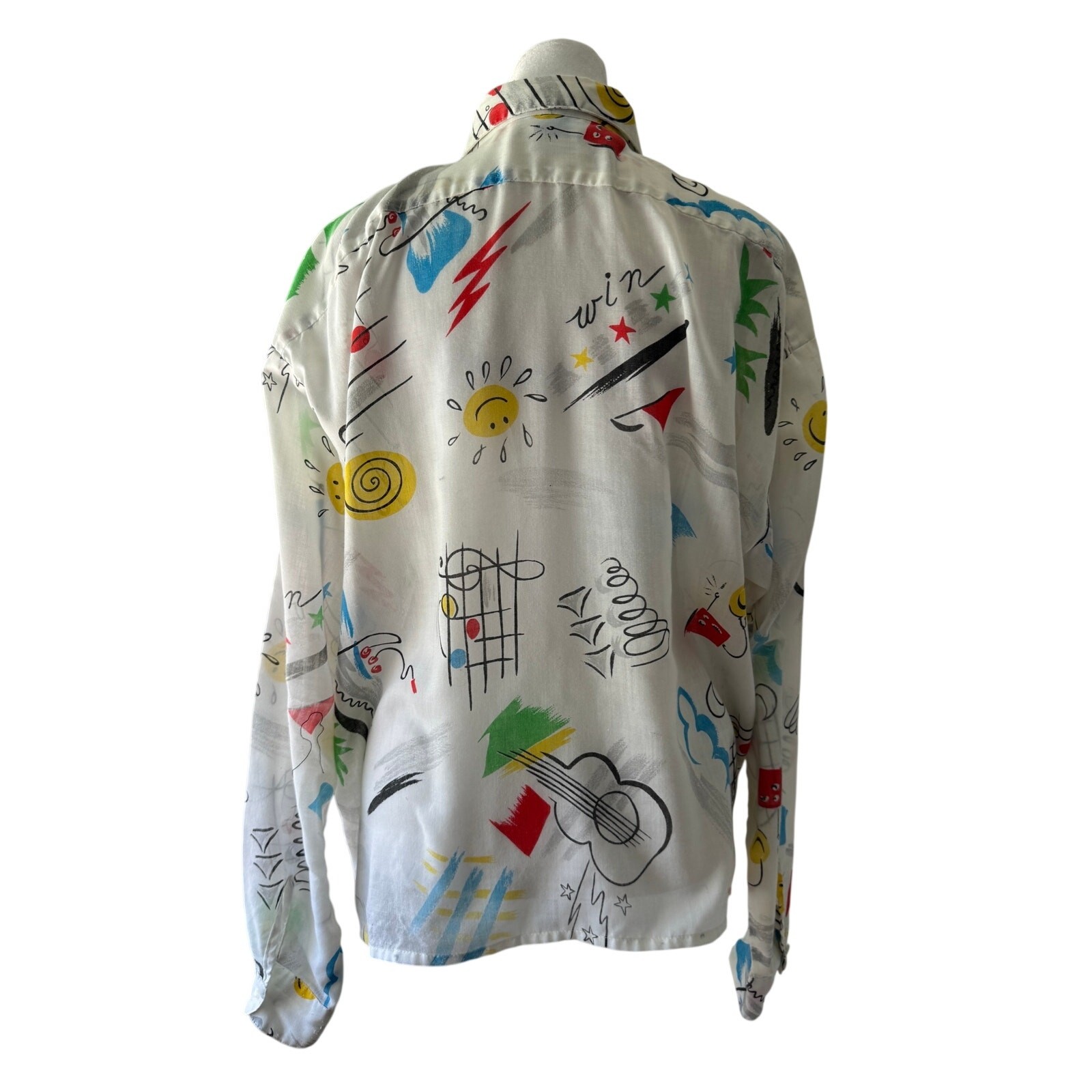 Vintage ‘80s Samster Music-Themed Button Front Blouse Made in Paris