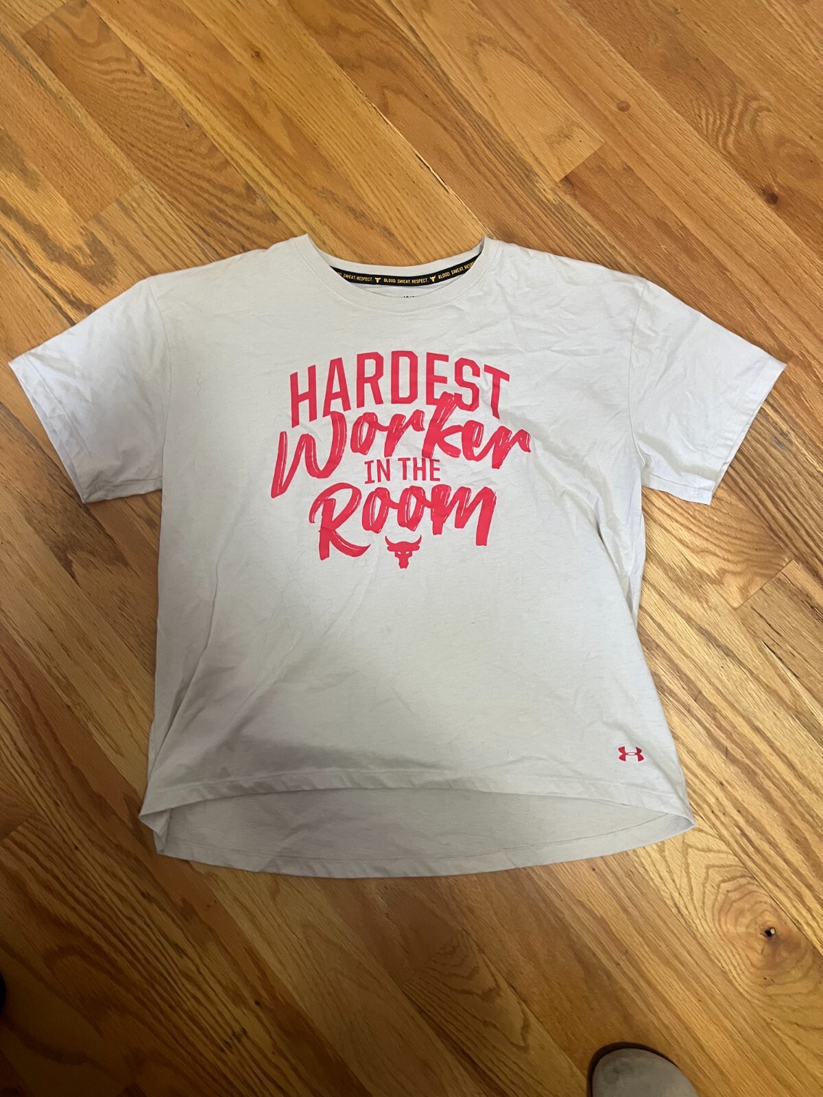 Under Armour Womens Hardest Worker Shirt Size Large Beige Project Rock Top