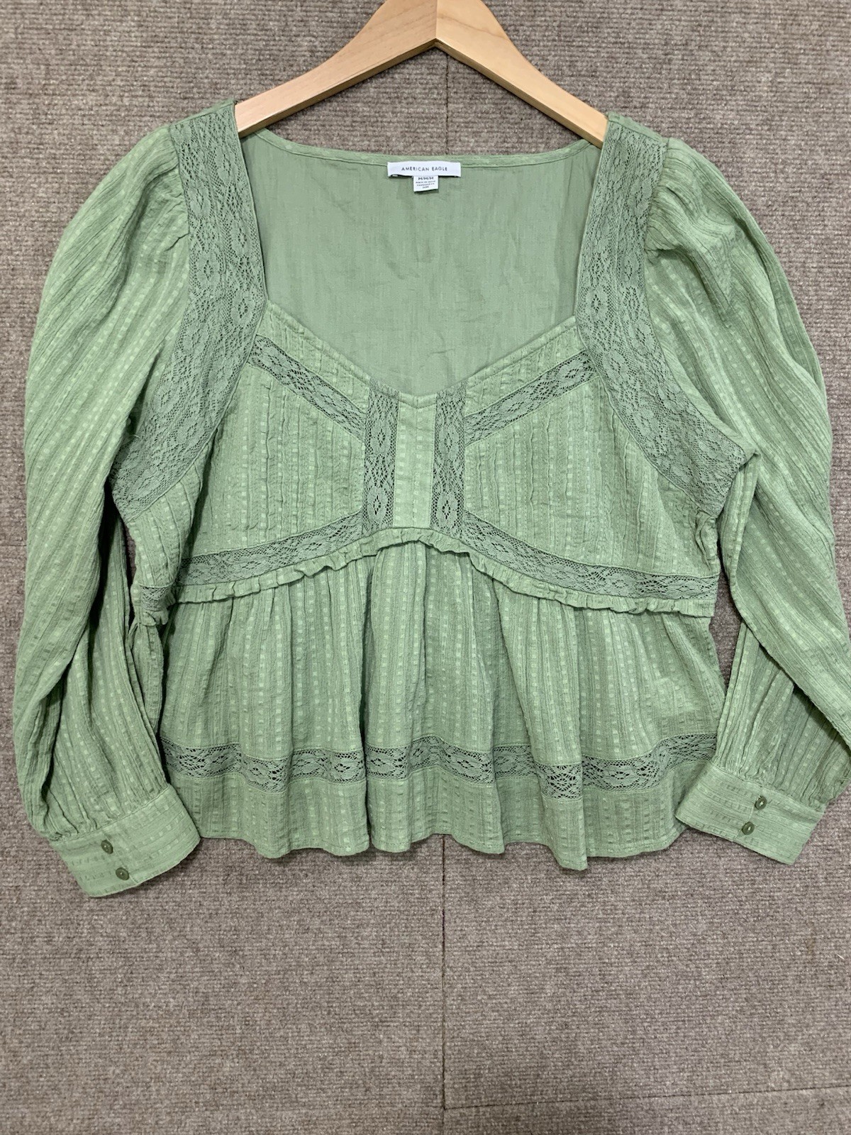 American Eagle Babydoll Milkmaid Blouse Sz M Whimsy Cottagecore Peasant Boho