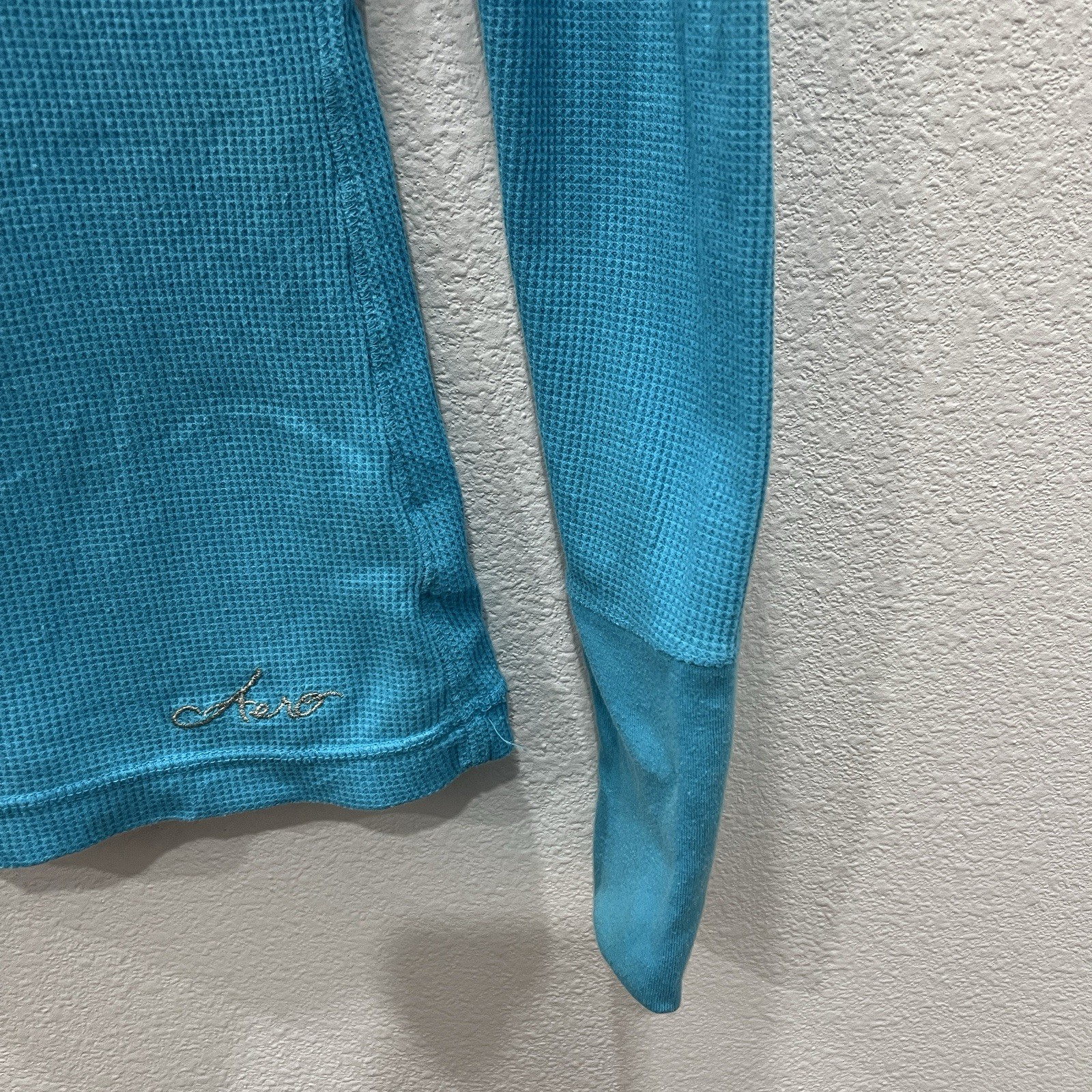 Aeropostale Vintage Y2K Ribbed Stretch Thermal Henley Bella Swan Indie Sleaze L