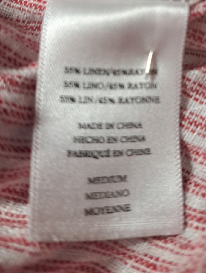Rails Blouse Shirt! Medium Red White Striped Drawstring Linen Marti Scarlet