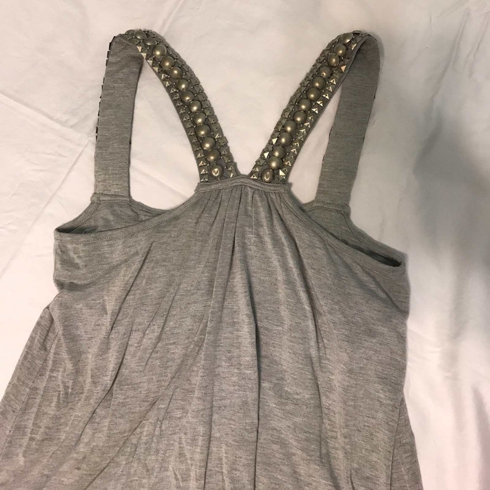 Elegant Evening top with metallic beaded straps