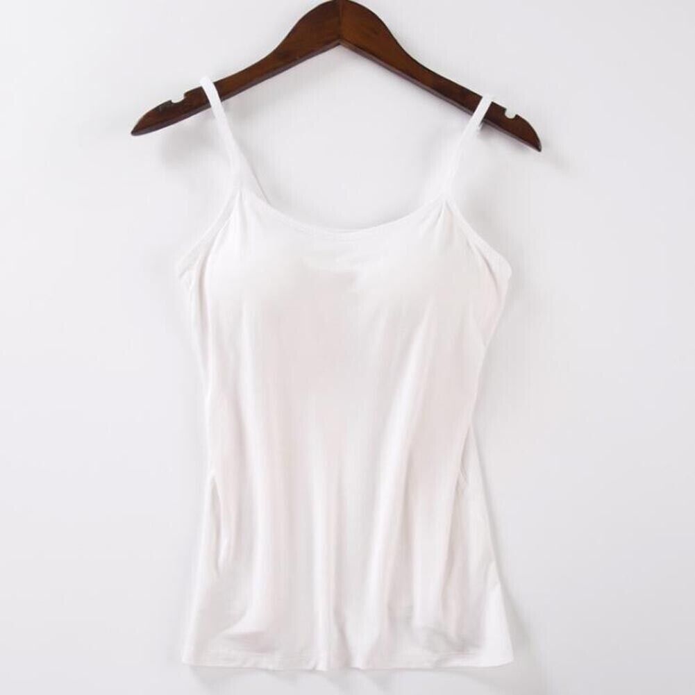Cami with Built In Shelf Bra Adjustable Strap Vest Women Layering Basic Tank Top