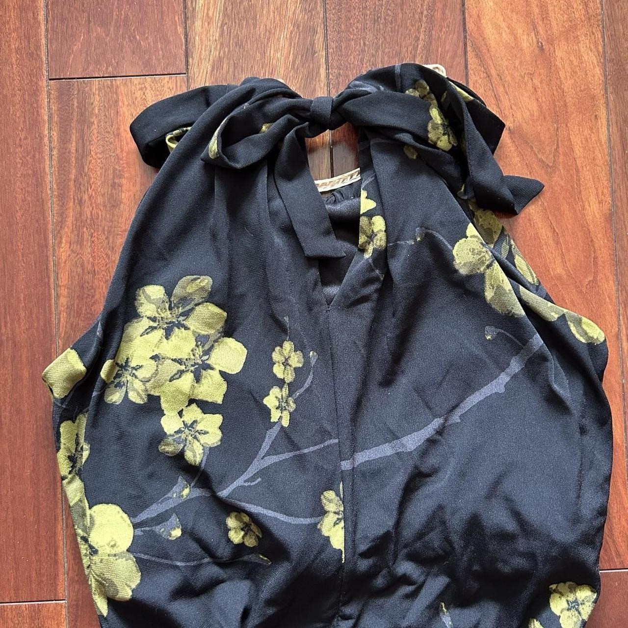 Vintage Le Chateau Floral Halter Top Chain Neck Open Tie Back Whimsigoth Y2K