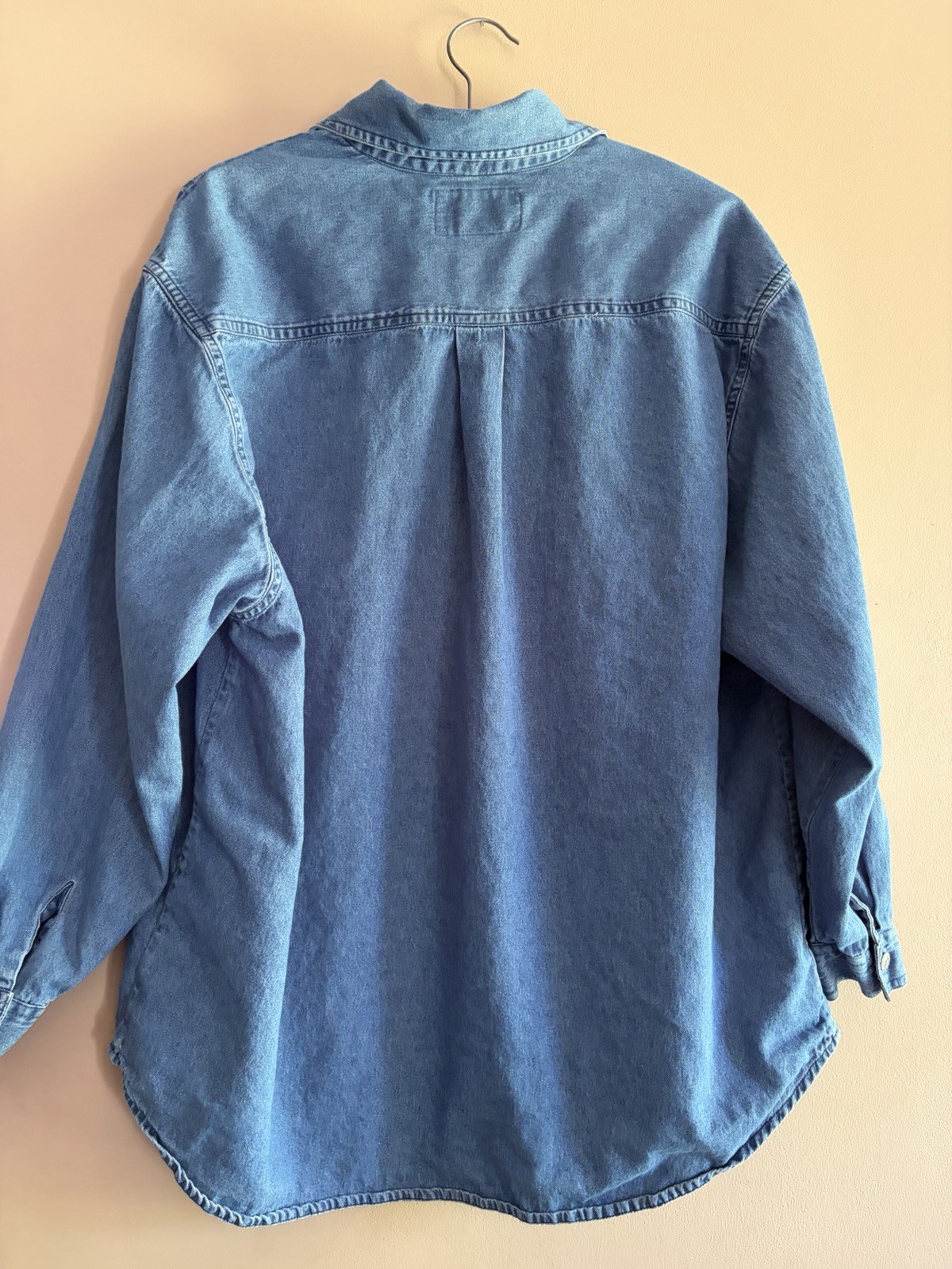 Vtg Tantrums Long Sleeve Button Up Denim Shirt Snowmen Size XL Winter Christmas