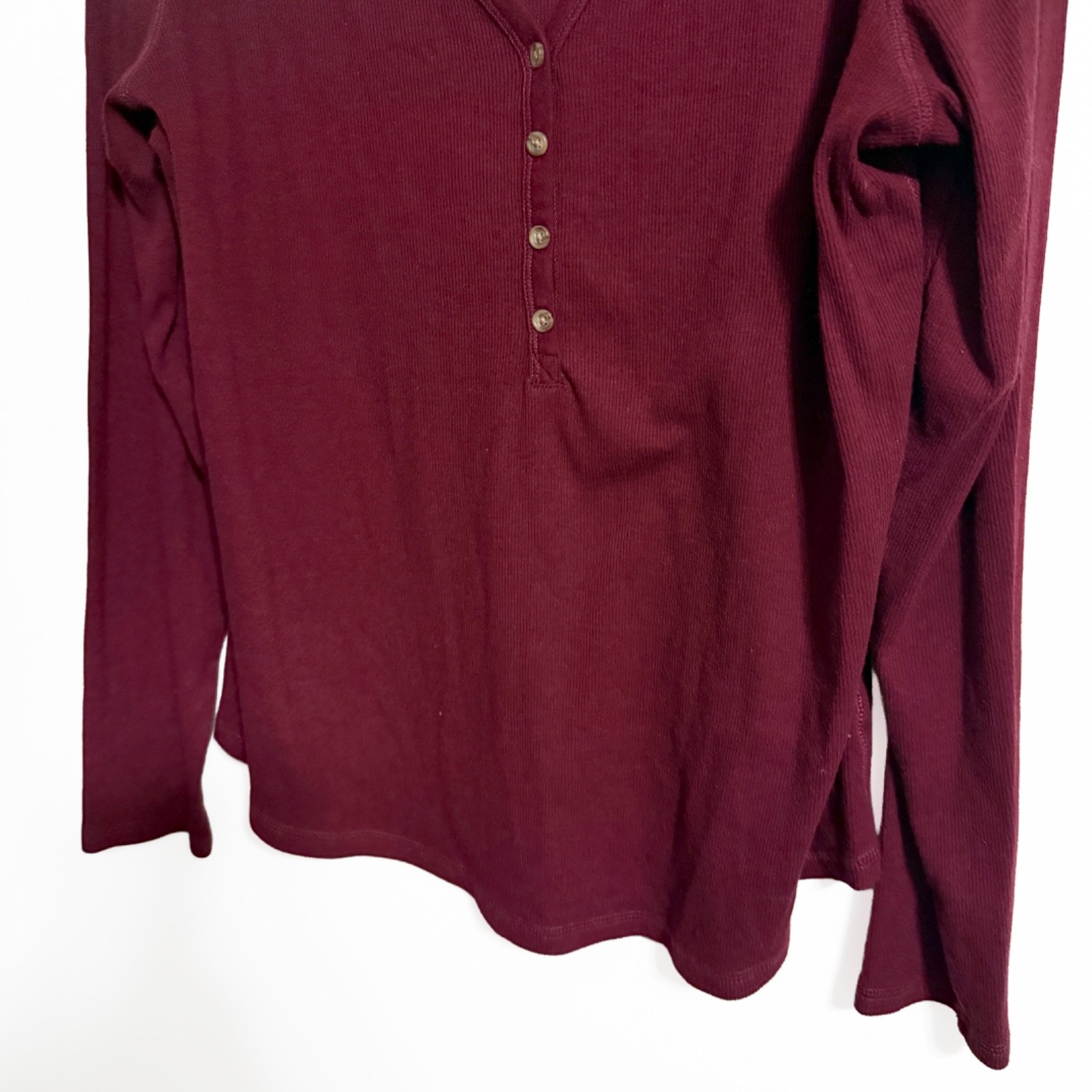 Old Navy Burgundy Slim Fit Ribbed Henley Size Extra Large