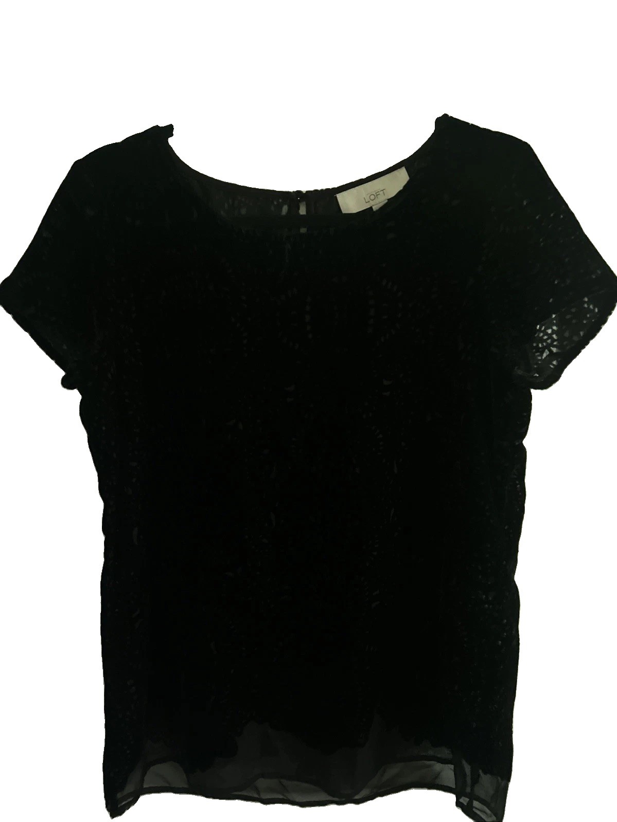 BEAUTIFUL! Ann Taylor Loft Black Velvet Cutout Lined Blouse Top Small EXCELLENT!