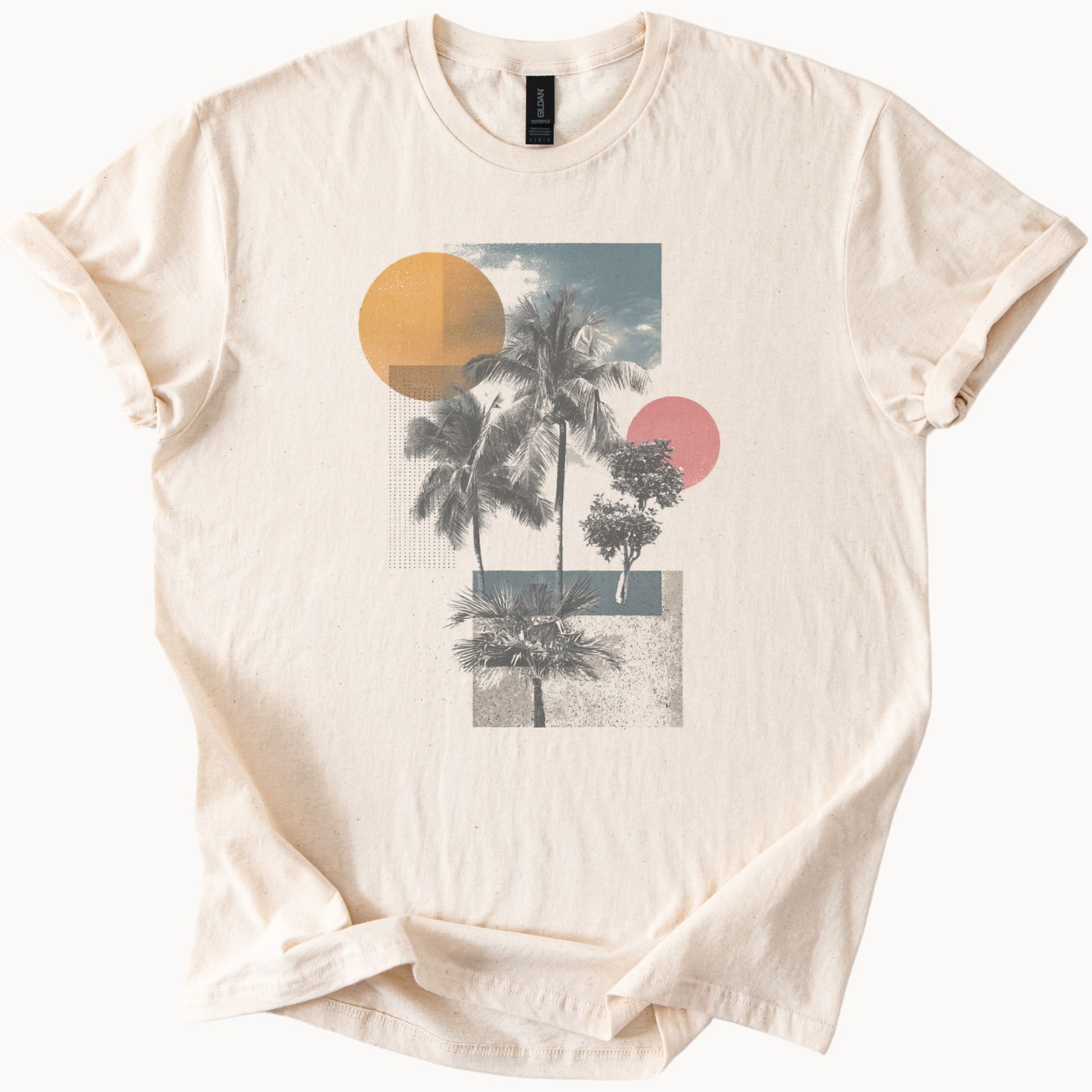 Abstract Palm Trees Geometric Art Graphic Tee Modern Contemporary Design