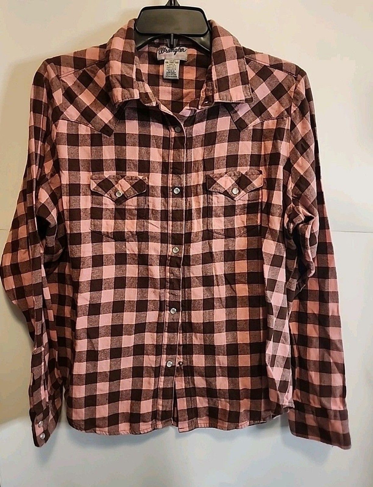 Wrangler Women’s XXL Flannel Shirt Plaid Button Up Long Sleeve