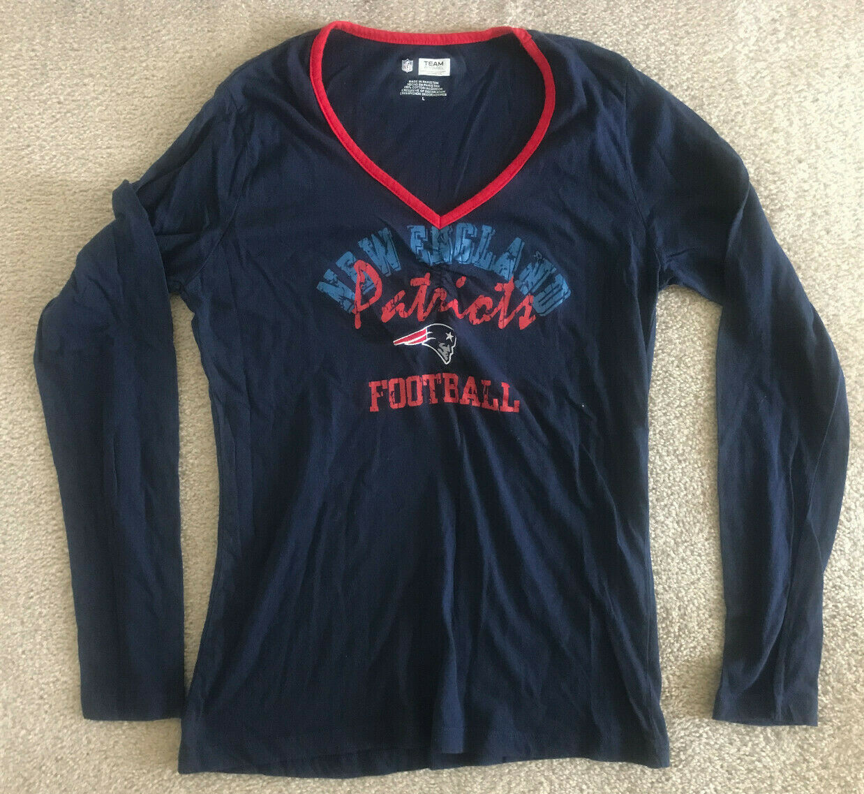 New England Patriots Women’s Long Sleeve Top Football NFL Team Apparel EUC Large