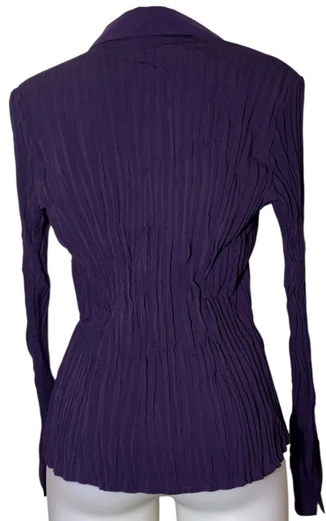 Y2k 90s Womens Victorian Purple Crinkle Ruffle Top Sz M Fairy Whimsigoth Grunge