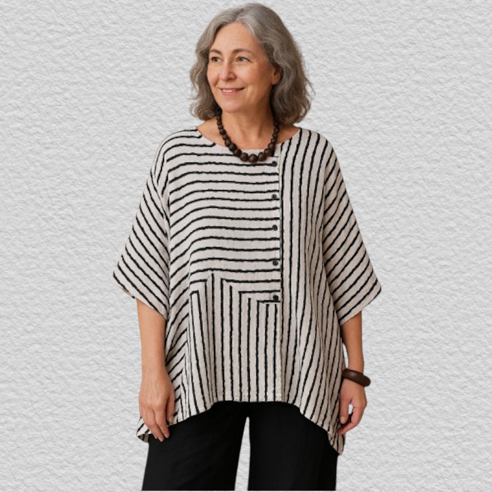 Cheyenne Linen Lagenlook Tunic • Oversized Art to Wear • Asymmetrical Boho L/XL