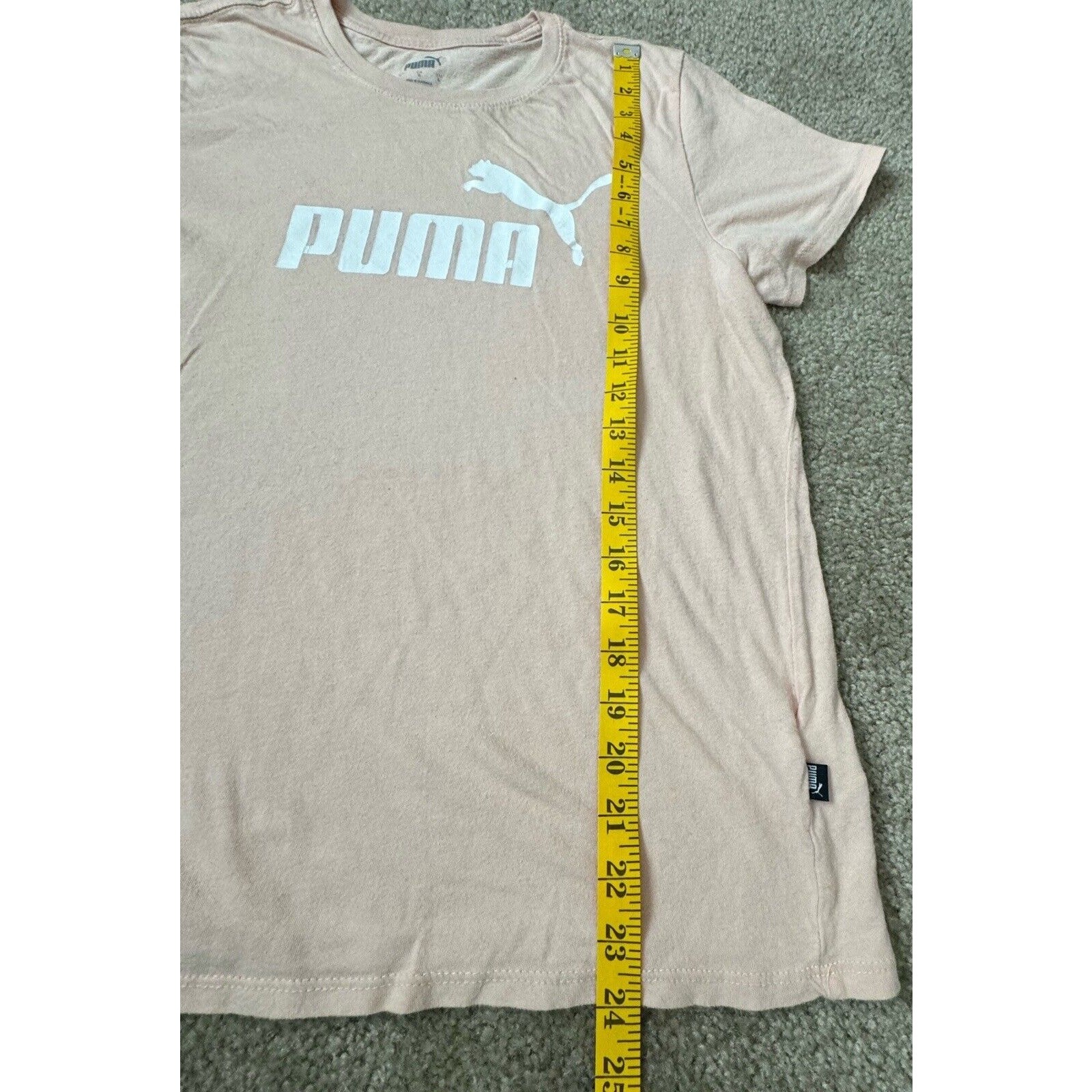 PUMA Essentials Logo Heather Tee T Shirt Peach Parfait Womens Small Large