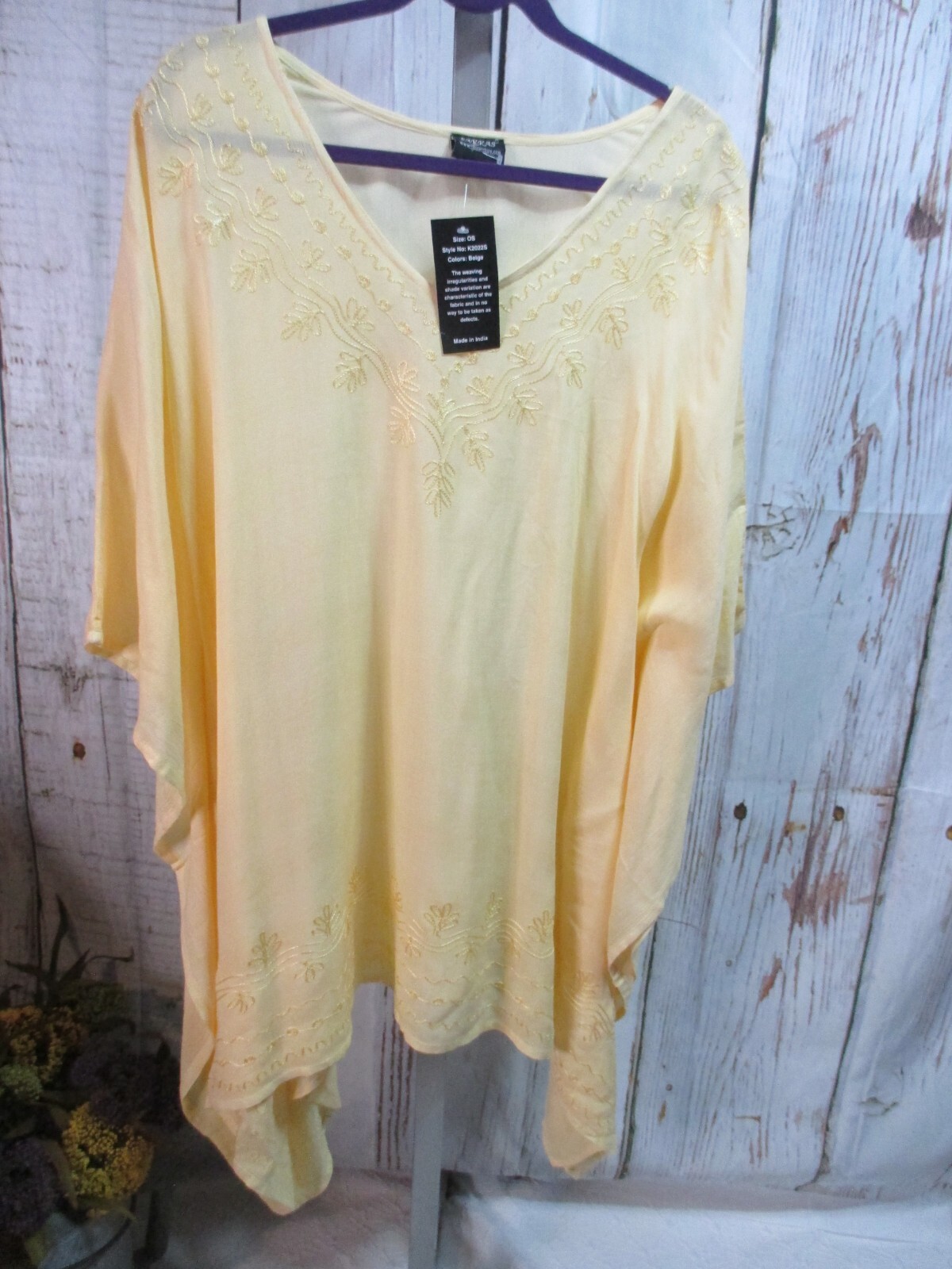 NWT Sakkas OS Plus Yellow Lightweight Gauze Top Caftan Cover Up Poncho