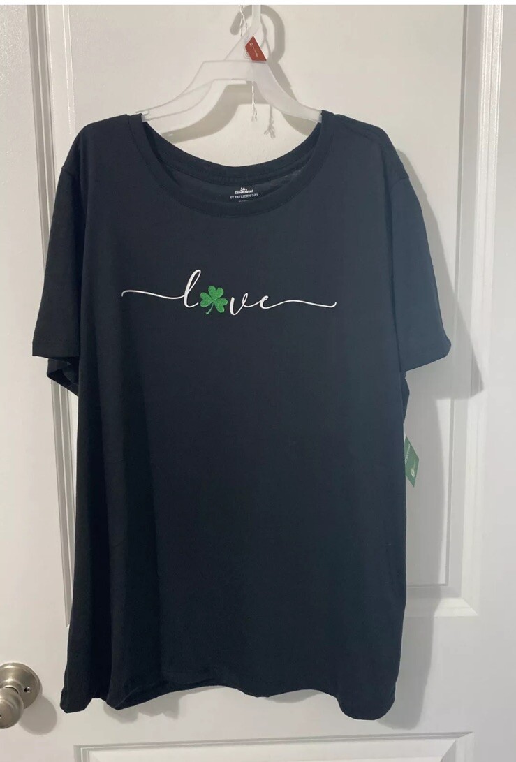 Way To Celebrate Women’s “Love” T Shirt Black Size XL (16-18) NWT