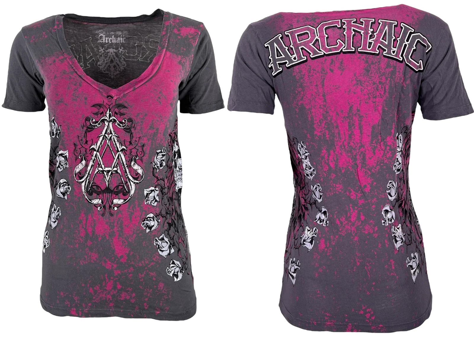 Archaic by Affliction Women’s T-shirt Death Chase Biker Tattoo