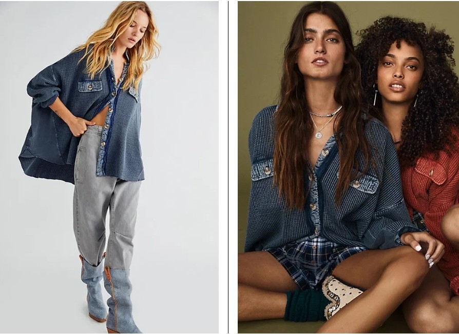FREE PEOPLE FP ONE Scout Waffle SLOUCHY OVERSIZED Jacket/Shacket – X-SMALL – NWT