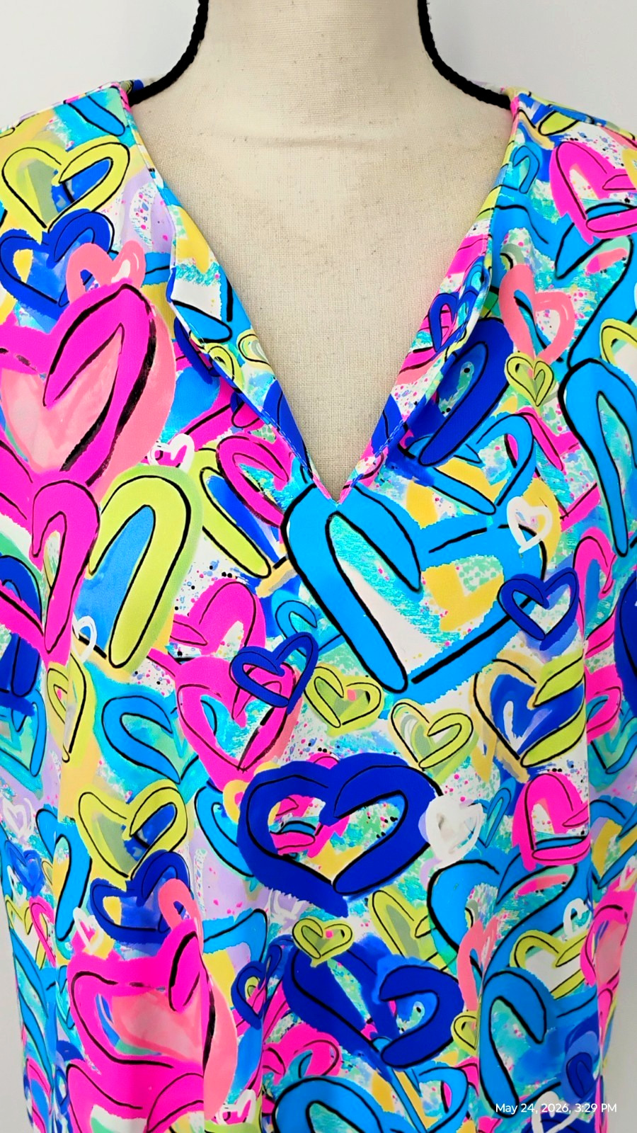 NEW Lulu-B Secret Love Hearts Short Sleeve Top UPF 50 Multicolor Size 1X