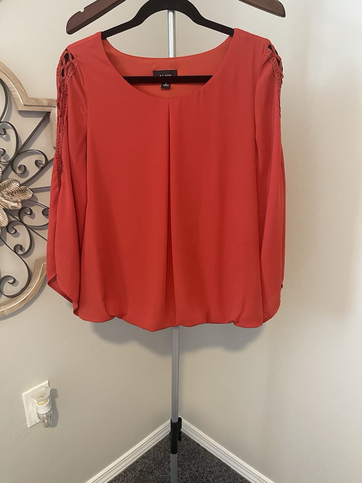 Alyx Women’s Top Sz M Orange Split Sleeve Elastic Waist