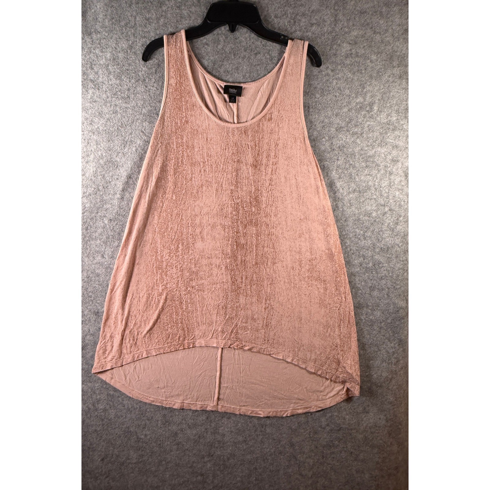 Mossimo Rose Gold Metallic Foil High Low Swing Tank Top Pink Large LG