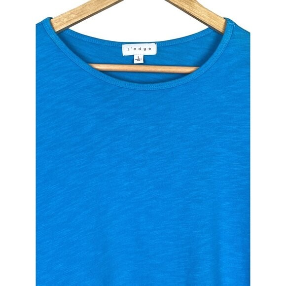 S’EDGE Bright Blue Cotton Flutter Sleeve Top Size Large