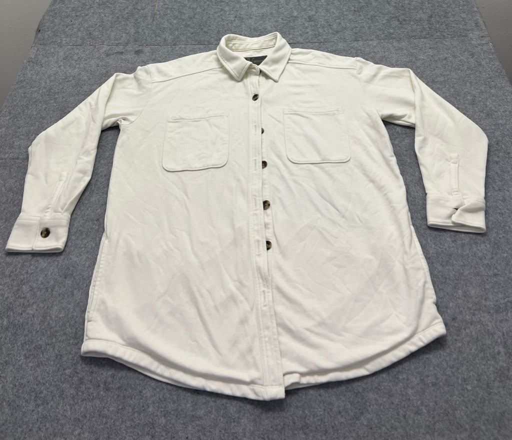 Natural Reflections Women’s Cream Off-White Button Down Shirt Jacket L/G XCZBNVC