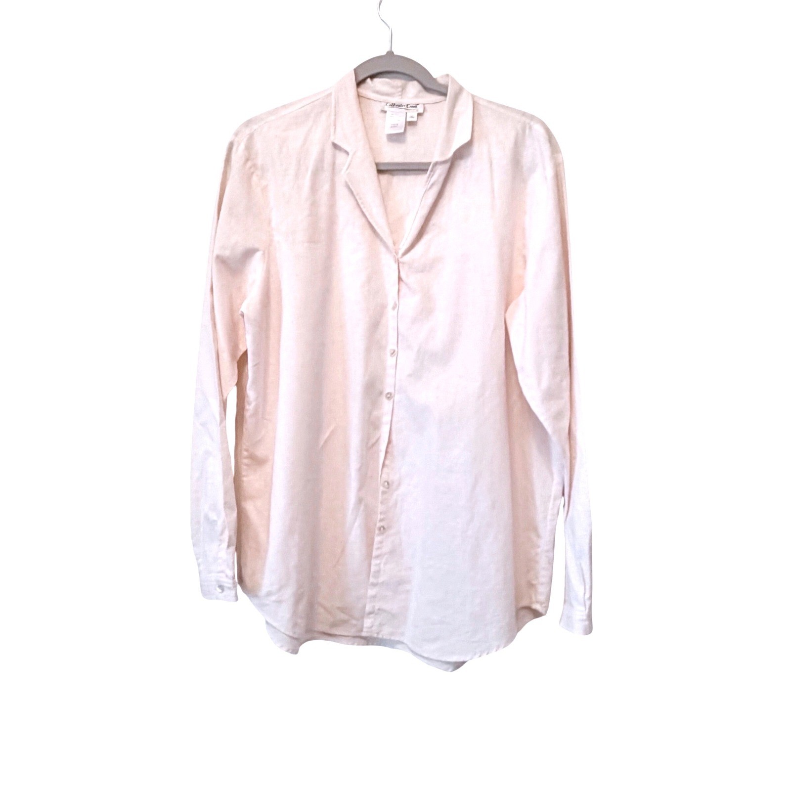 Coldwater Creek Pink Linen Cotton Button Down Notch Lapel Shirt XL minimalist