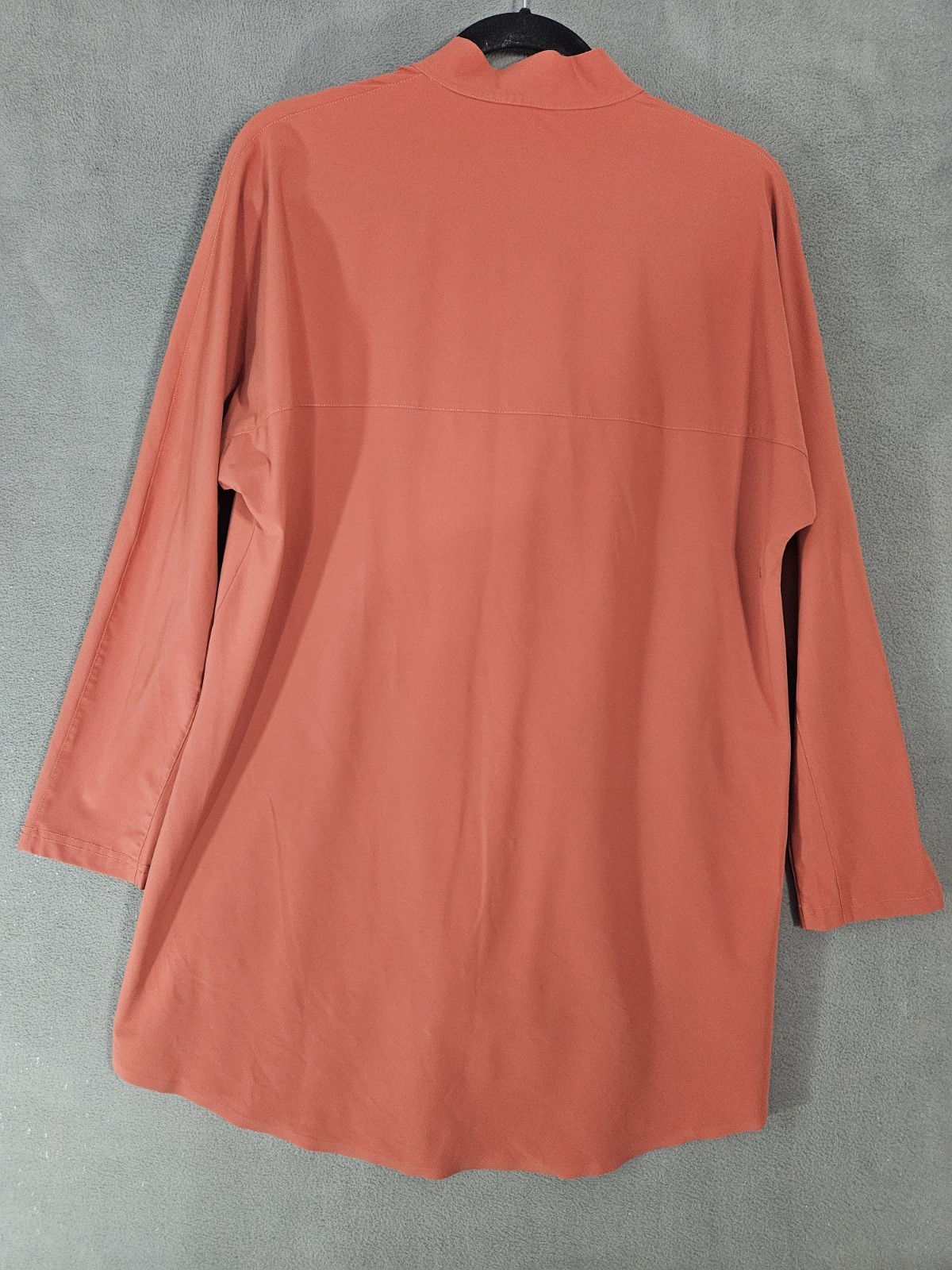 ADAY Something Borrowed Shirt Orange High Low Split Neck Long Sleeve Tunic XL