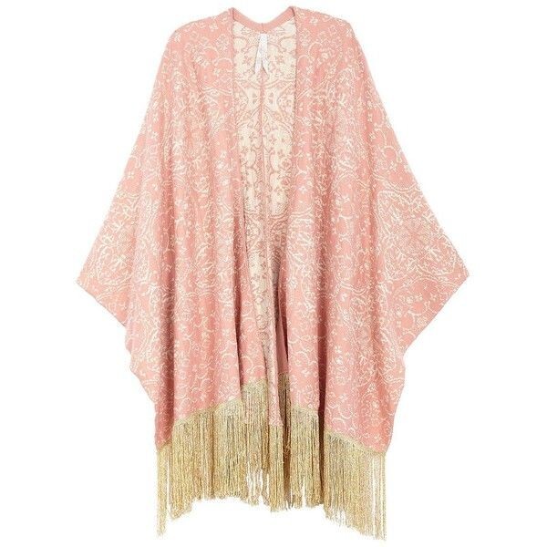 Melissa McCarthy Seven7 Pink Kimono Size M NWT Tapestry Fringe Poncho Whimsical