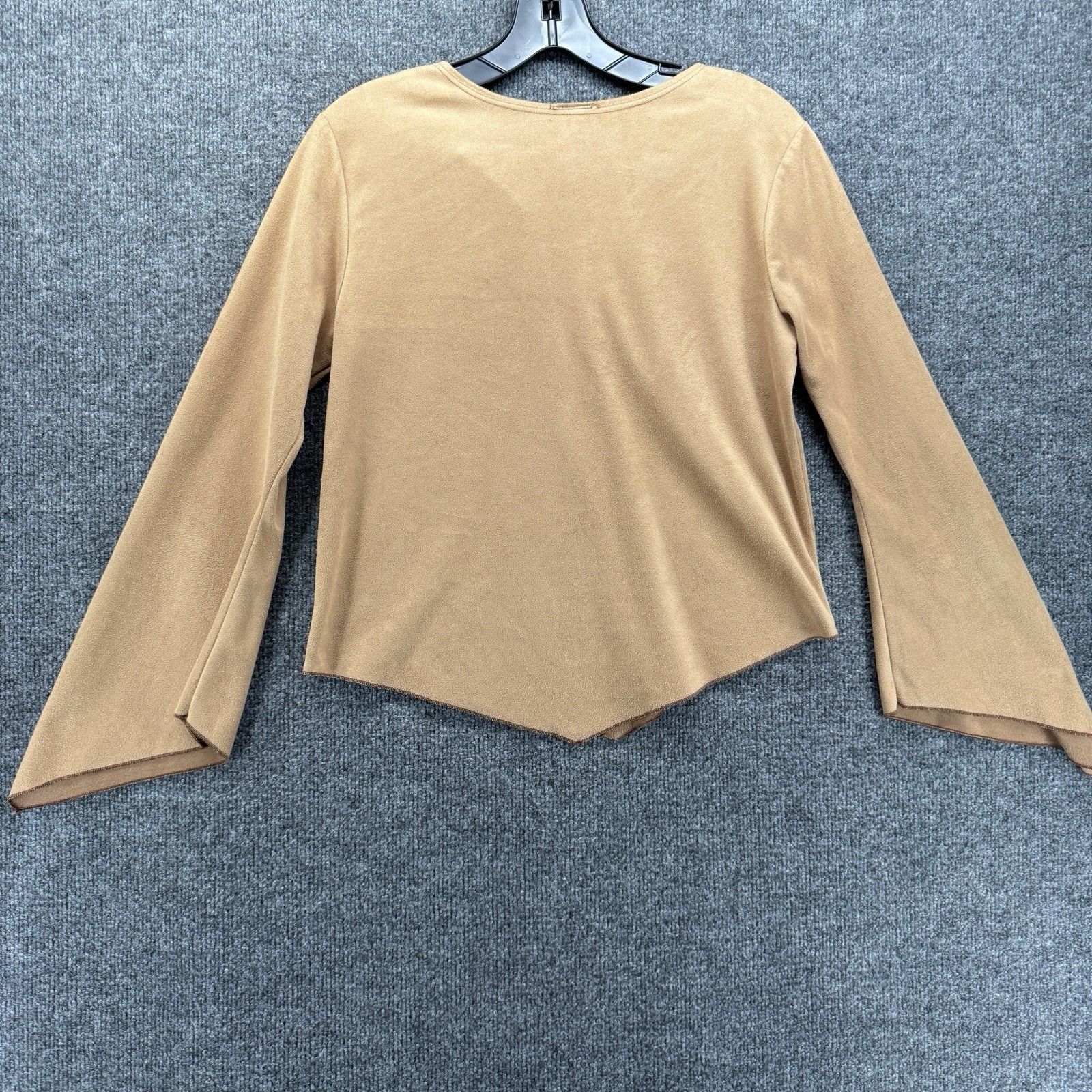 Reference Top Womens M Tan Suede V-Neck Flare Sleeve Western Ranch Casual Hippie