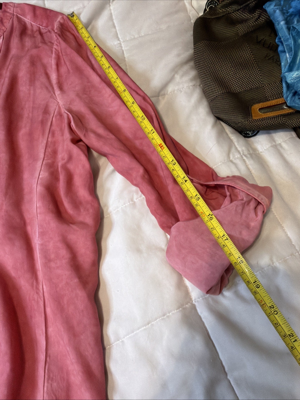Jane + Delancey Button Shirt Women’s Large Light Wash Dark Pink Roll tab Sleeves