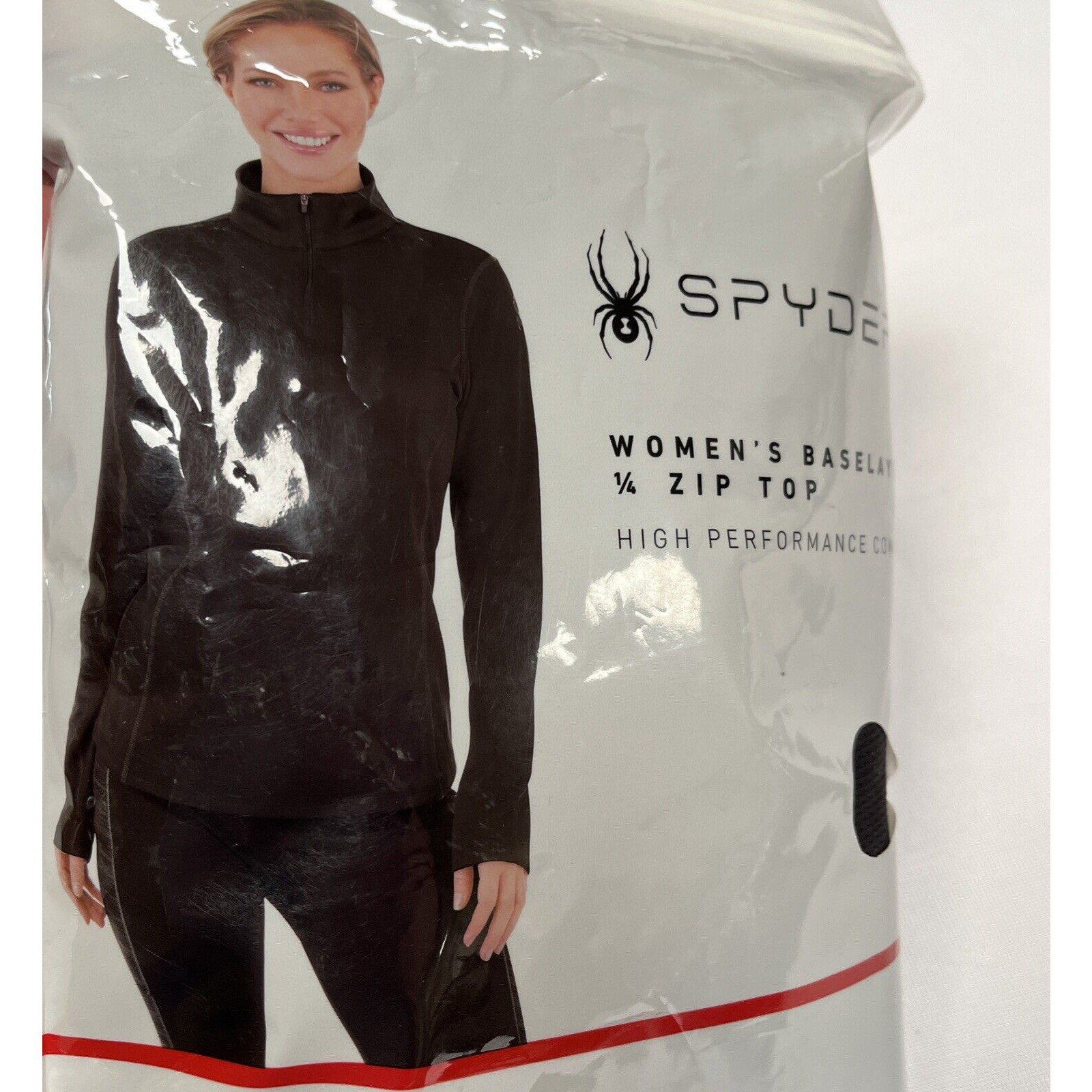 Spyder Womens Baselayer Top Shirt Color Black Size L High 1/4 Zip Hi Performance