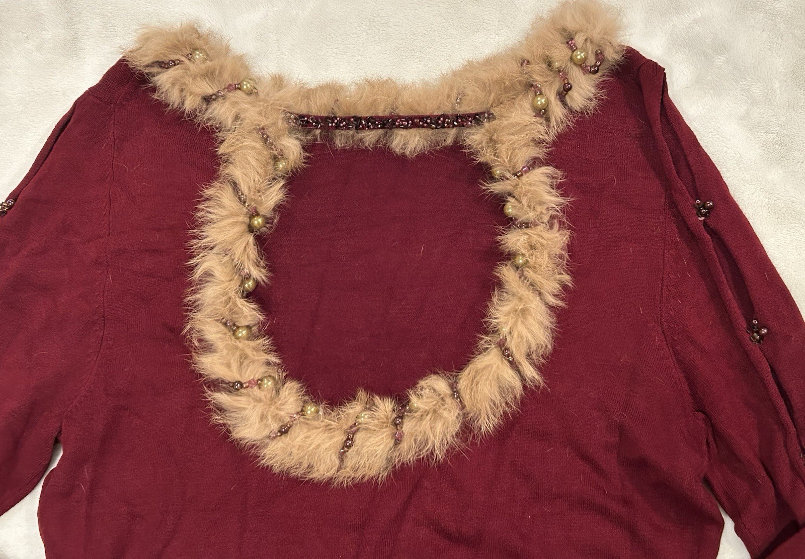 RADZOLI by Fully Fashion Women’s Burgundy Embellished Sweater – Size L – NWT