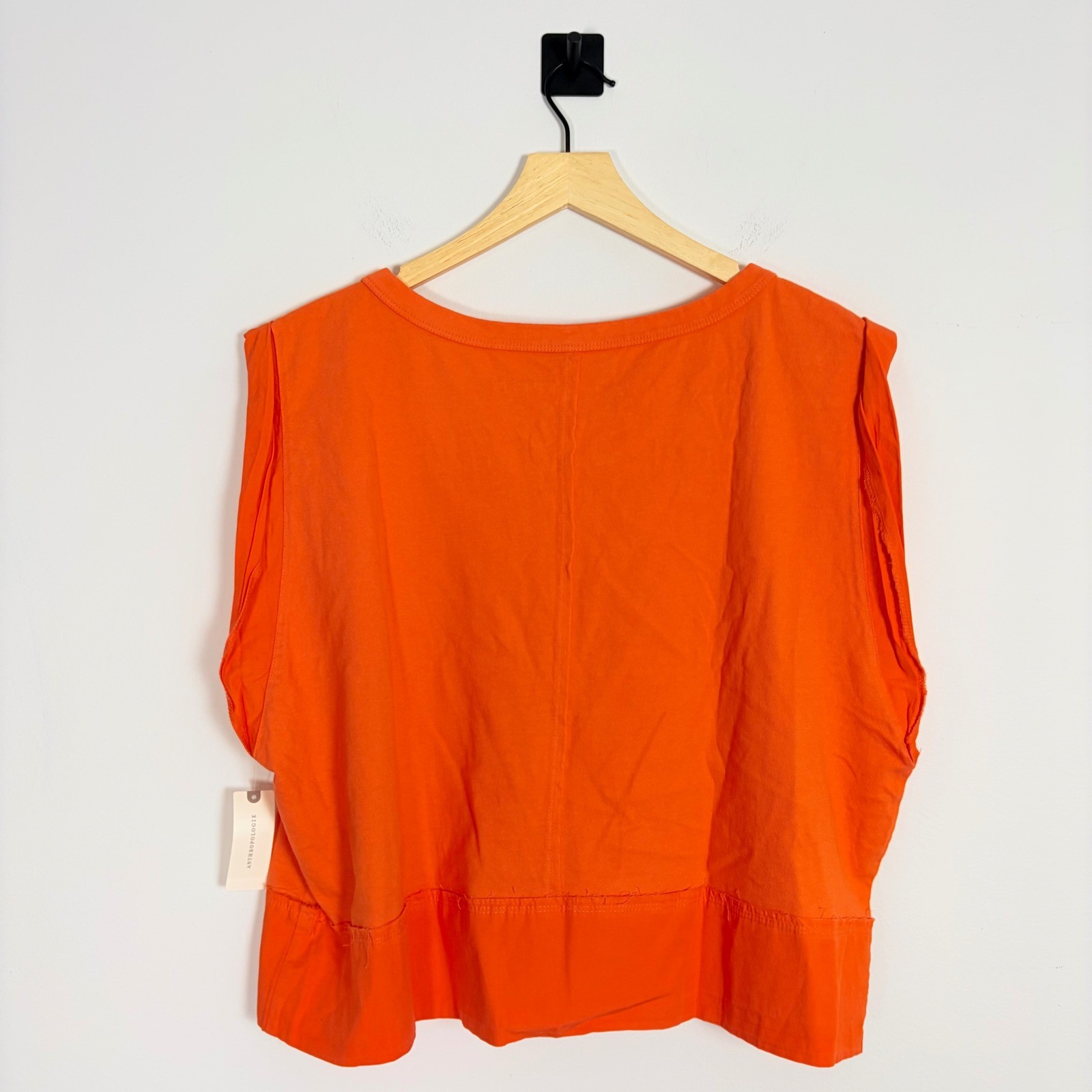 PILCRO Roll Sleeve Boxy Tank Orange Sleeveless Cropped T Shirt Top Size Large