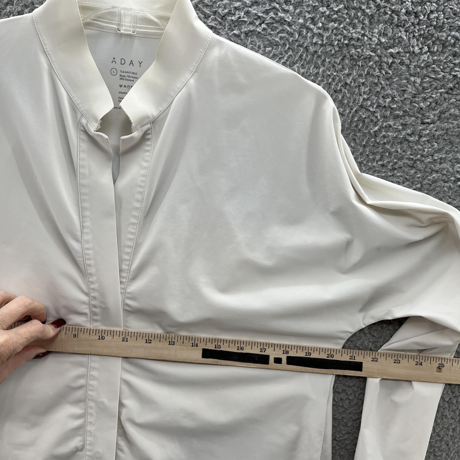 ADAY Shirt Womens Large Cream Something Borrowed Tunic High Low Stretch Longline