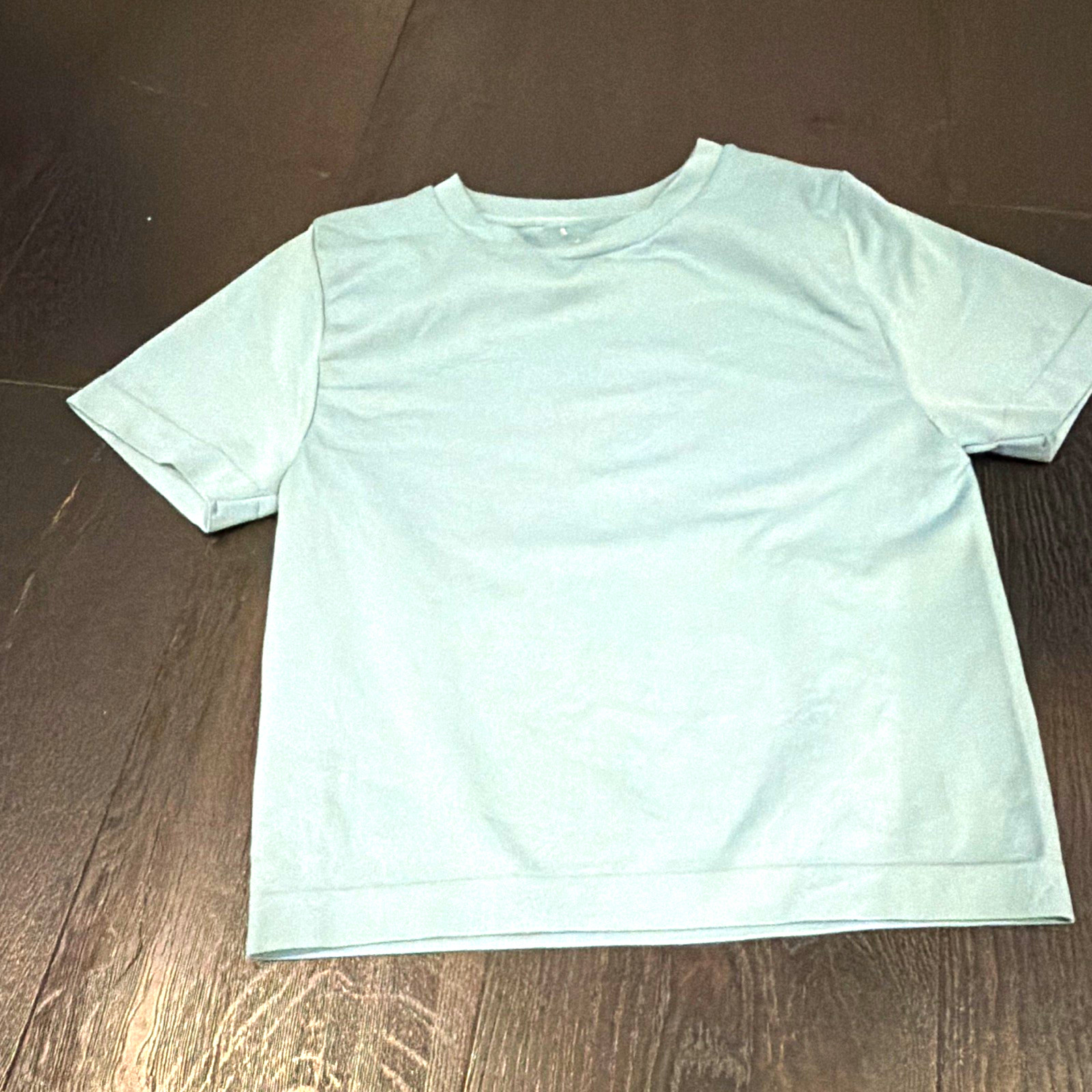 A New Day Blue Solid Knit Nylon Spandex Stretch Crew Neck Short Sleeve Tee M