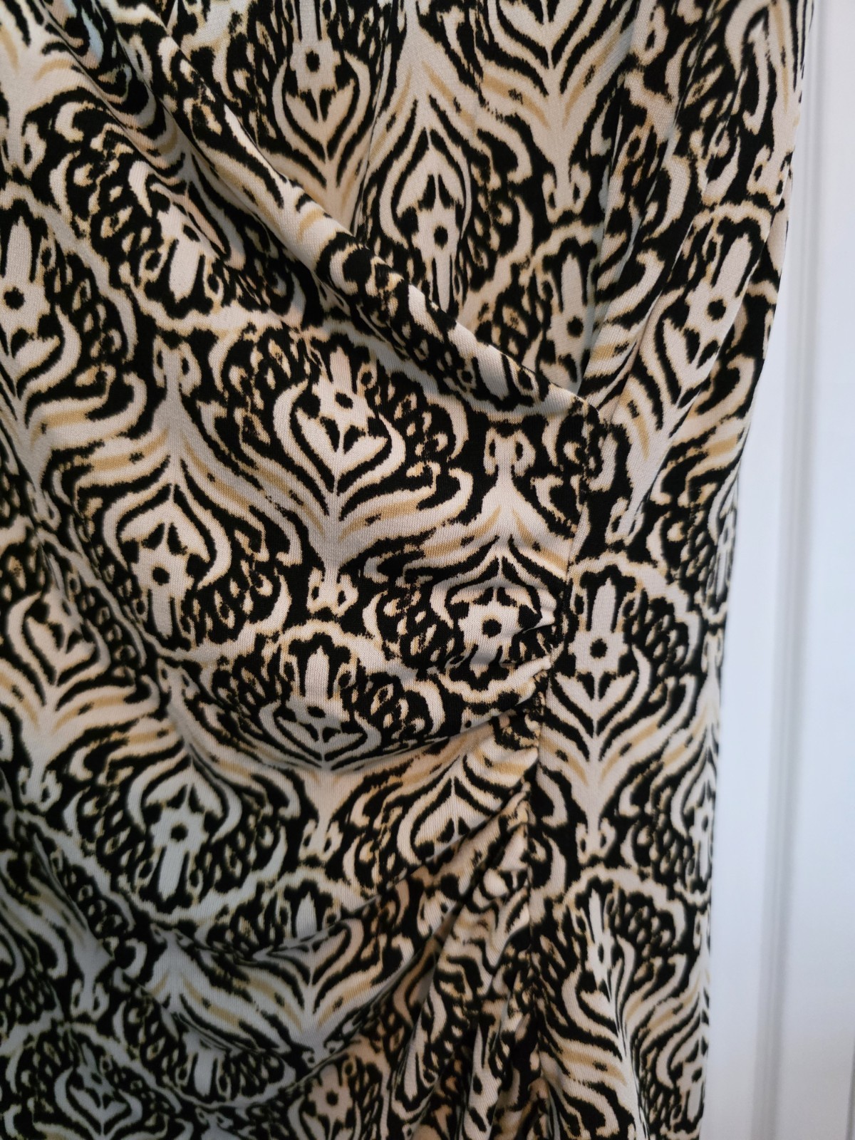 Lane Bryant Plus Size Top Faux Wrap Ruched Damask V Neck Office Siren Workwear