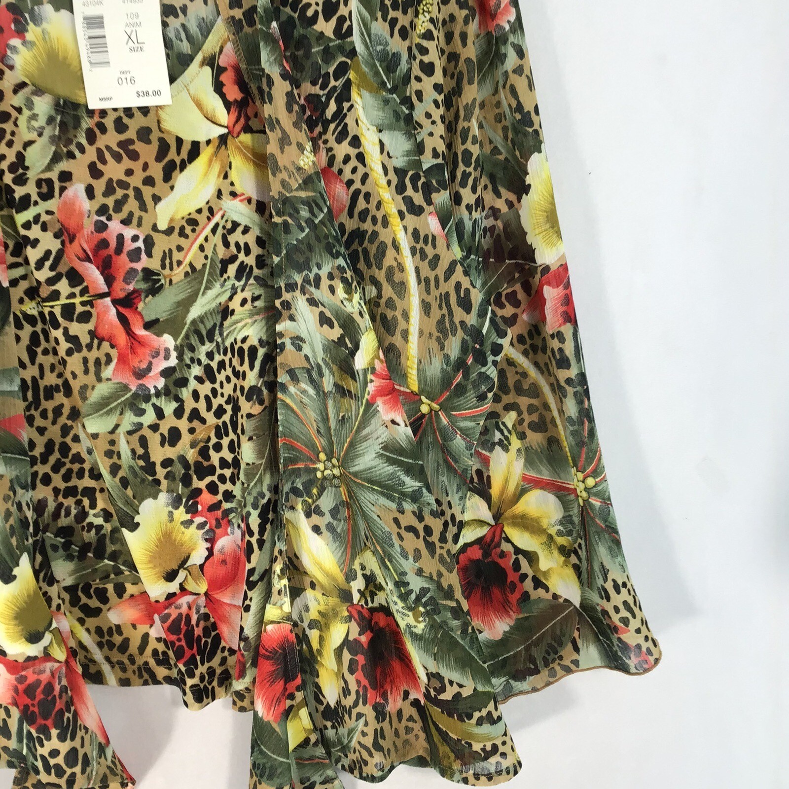 Requirements NEW Women’s Blouse Top XL Double Layer Front Tie Boho Beachy Tropic