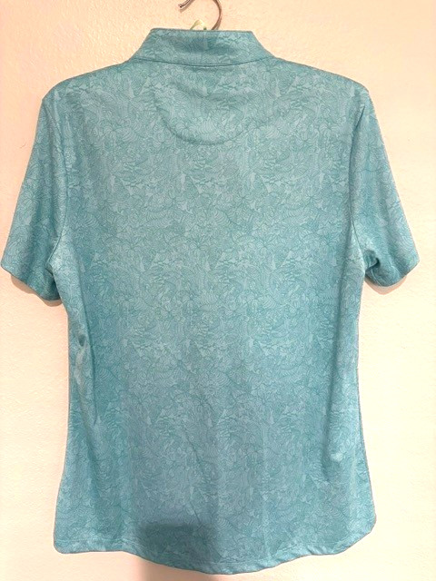 Women’s Greg Norman ML75 Play Dry Golf, Lt. Teal Sport Short Sleeve Shirt Sz. L