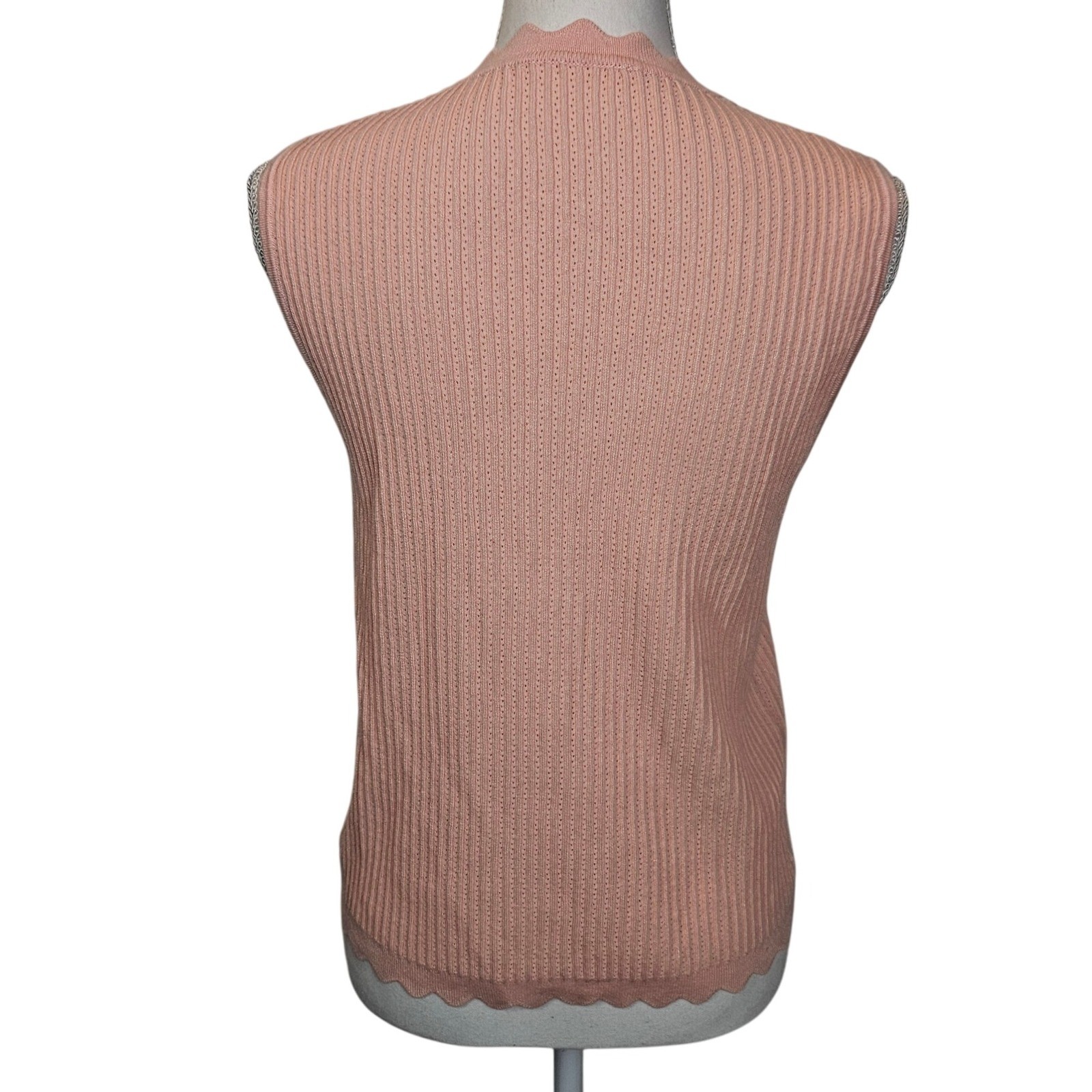 Pale Pink Coquette Soft Girly Tie Front Ribbed Tank Top Sleeveless Size Small