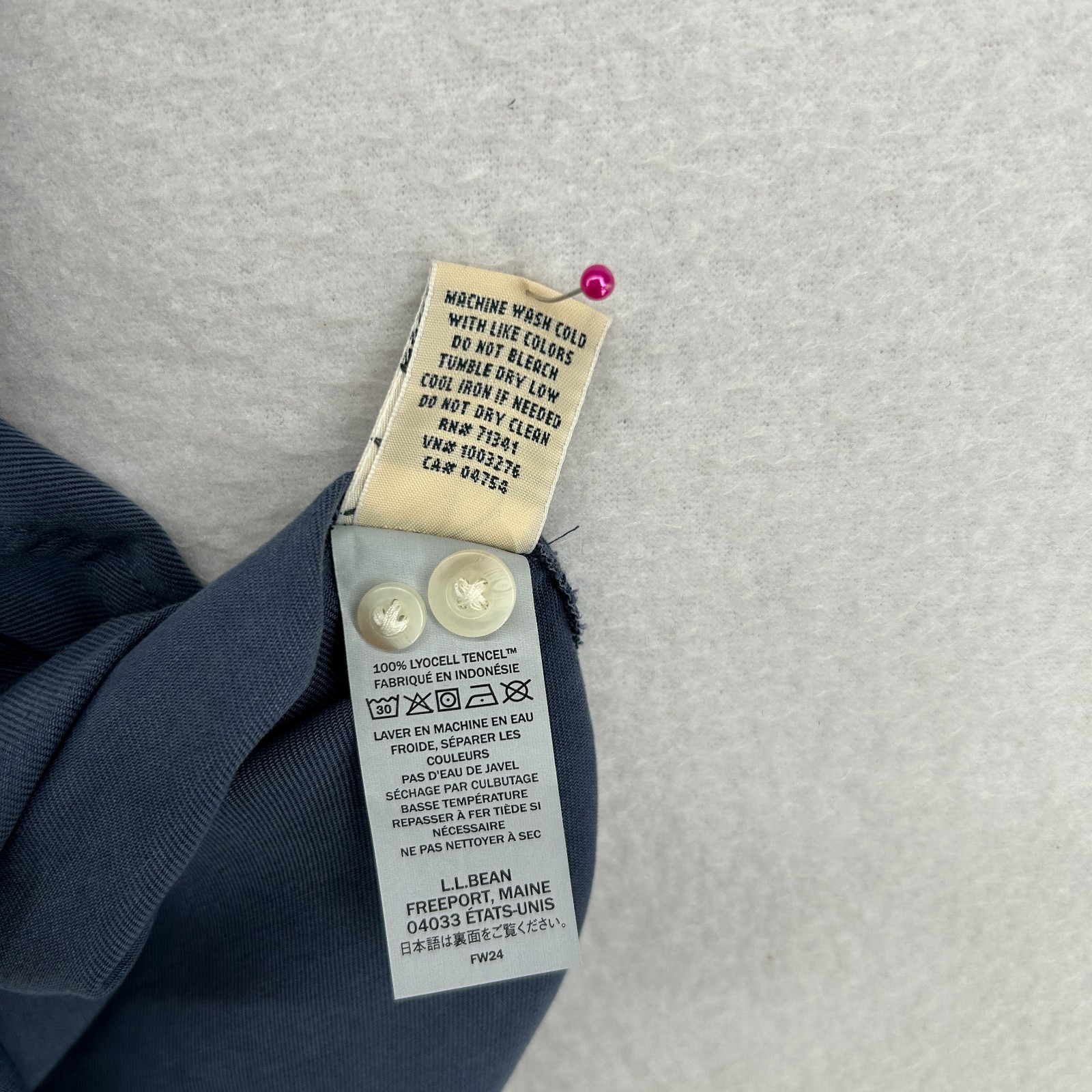 LL BEAN Top Womens LP Petite Soft Washed Utility Twill Button Up Roll Tab Blue