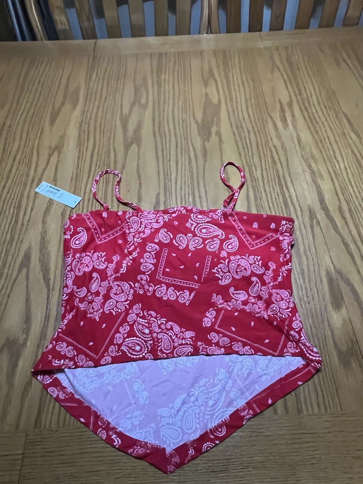NWT NOBO No Boundaries Large (11-13) Red Bandana Top Padded Cups