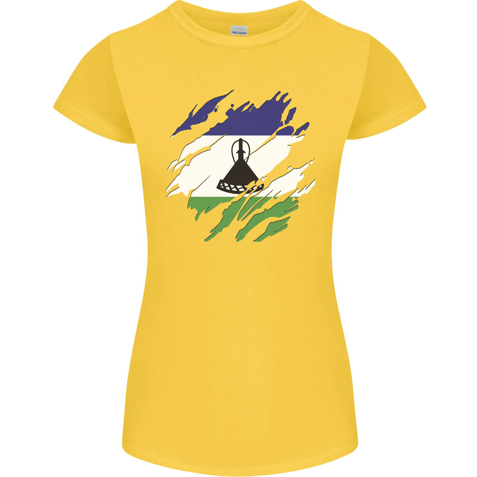 Torn Lesotho Flag Basotho Day Football Womens Petite Cut T-Shirt