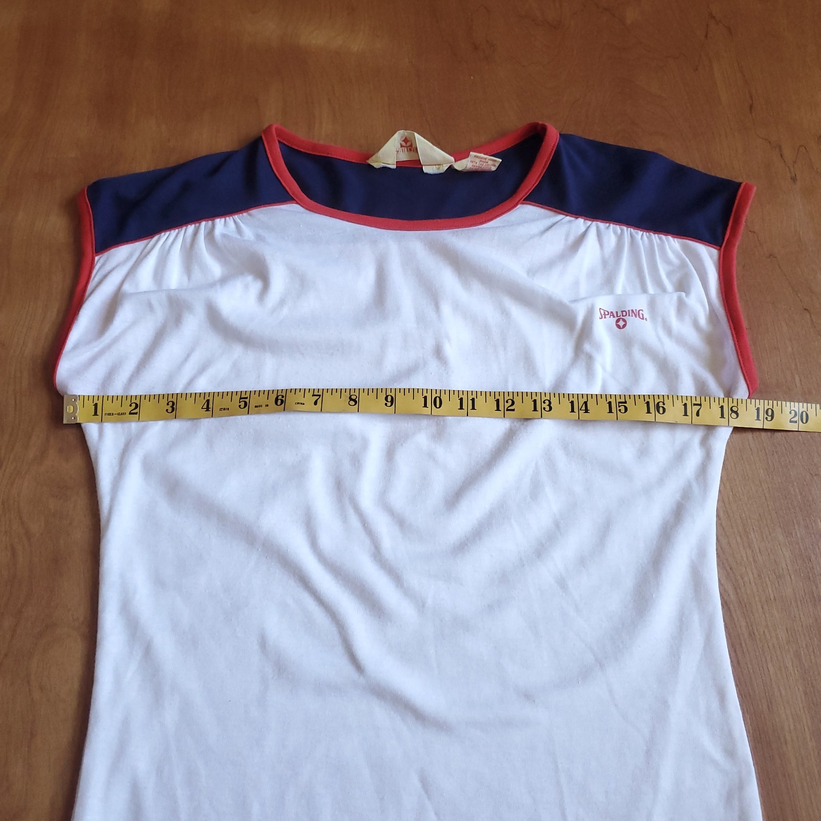 Vintage Spalding Tennis Top Womens M Red White Blue Ringer T Shirt Tenniscore